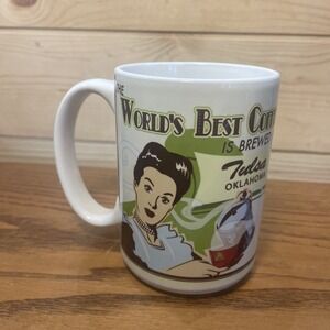 CUPPA MUG RETRO DINER WORLDS BEST COFFEE BREWED IN TULSA OKLAHOMA MUG CUP 4.5"